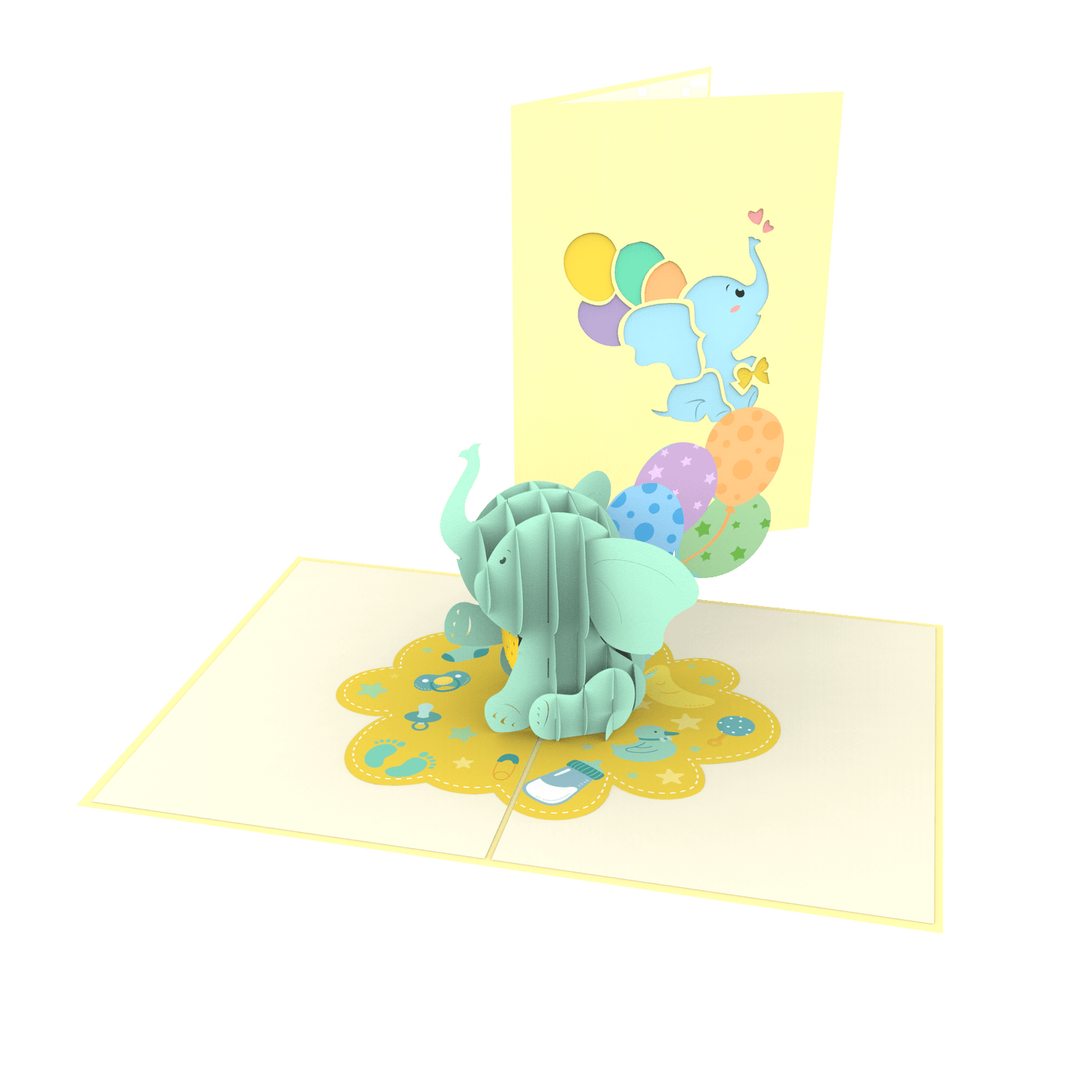 Baby Elephant with Balloons Pop - Up Card - Heart & Home Flowers