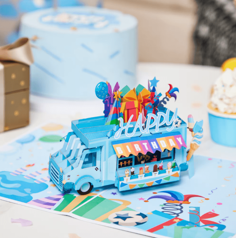 Happy Birthday Ice Cream Truck Pop - up Card - Heart & Home Flowers