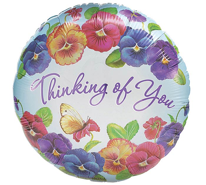 17" THINKING OF YOU SWEET PANSIES BALLOON - Heart & Home Flowers