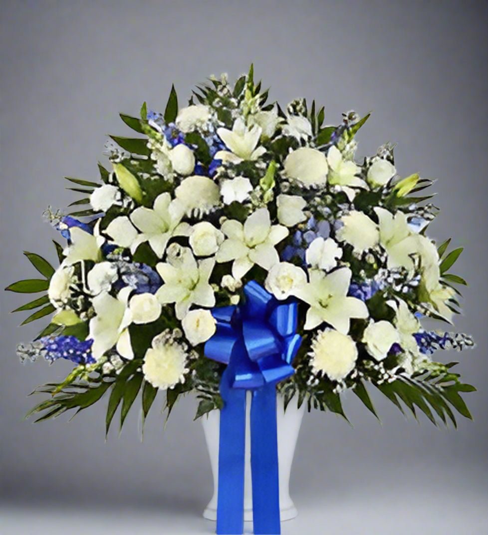 Standing Basket - Blue & White - Heart & Home Flowers