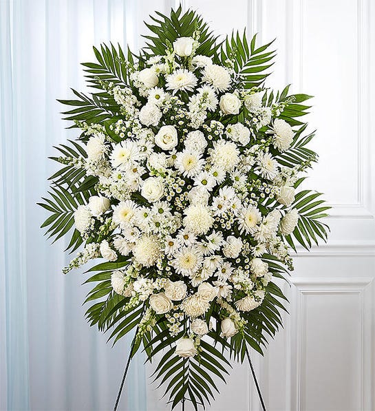 White Funeral Standing Spray - Heart & Home Flowers