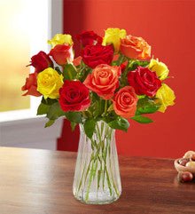 18 Assorted Fall Rose Bouquet - Heart & Home Flowers