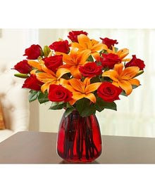Elegant Rose & Lily Bouquet - Heart & Home Flowers