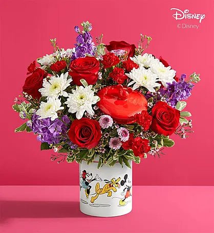 Disney Mickey Mouse & Friends Cookie Jar - Romance - Heart & Home Flowers