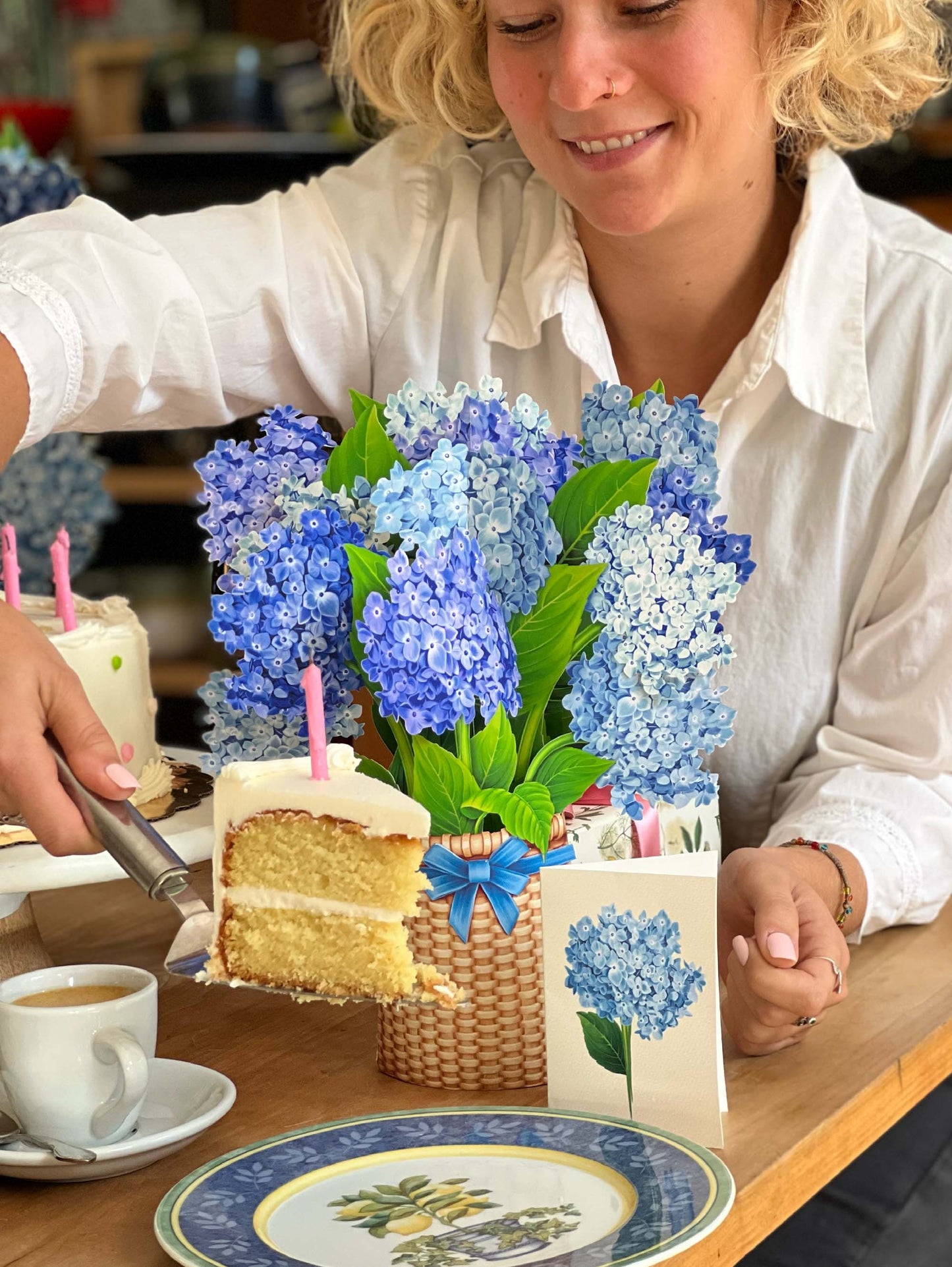 Nantucket Hydrangeas Pop Up Card