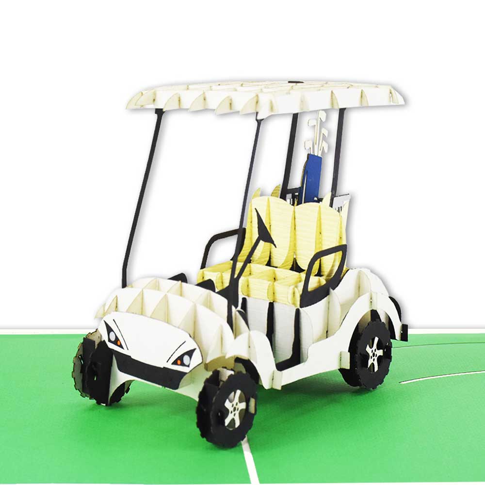 Golf Cart Pop - Up Card - Heart & Home Flowers