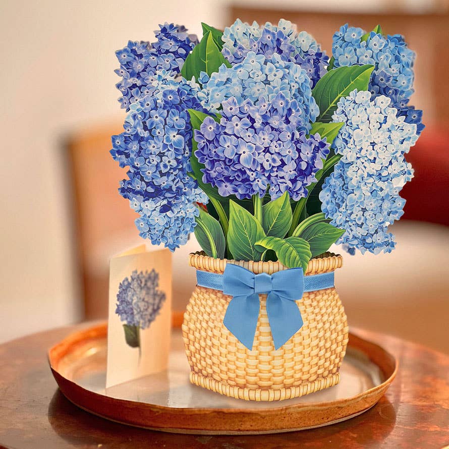 Nantucket Hydrangeas Pop Up Card - Heart & Home Flowers