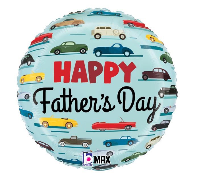 18" CLASSIC CARS FATHER'S DAY ROUND Balloon - Heart & Home Flowers