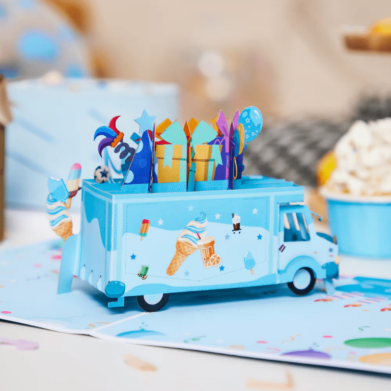 Happy Birthday Ice Cream Truck Pop - up Card - Heart & Home Flowers