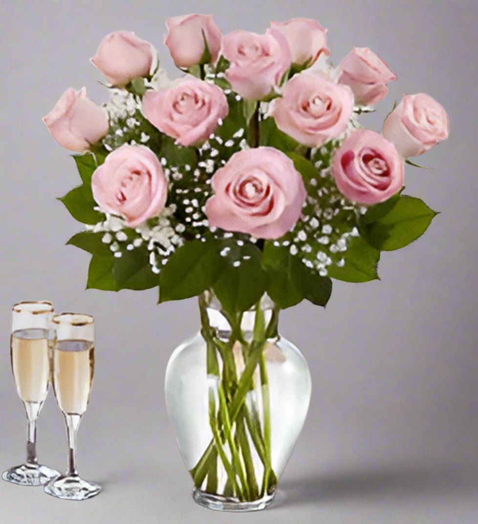 Rose Elegance Premium Long Stem Pink Roses - Heart & Home Flowers