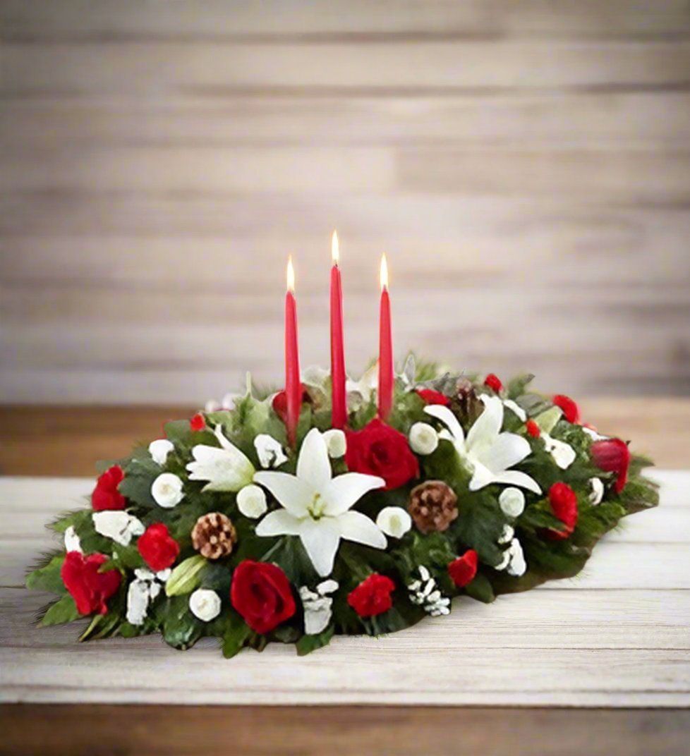 Traditional Christmas Centerpiece by Heart & Home Flowers - Heart & Home Flowers