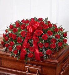 Red Roses Half Casket - Heart & Home Flowers