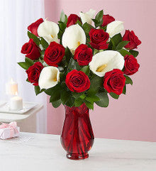 Elegant  Red Roses & Calla Lily Bouquet