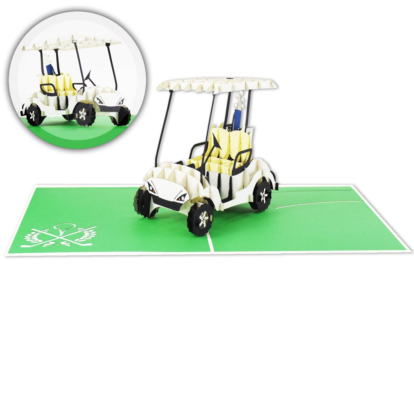 Golf Cart Pop - Up Card - Heart & Home Flowers