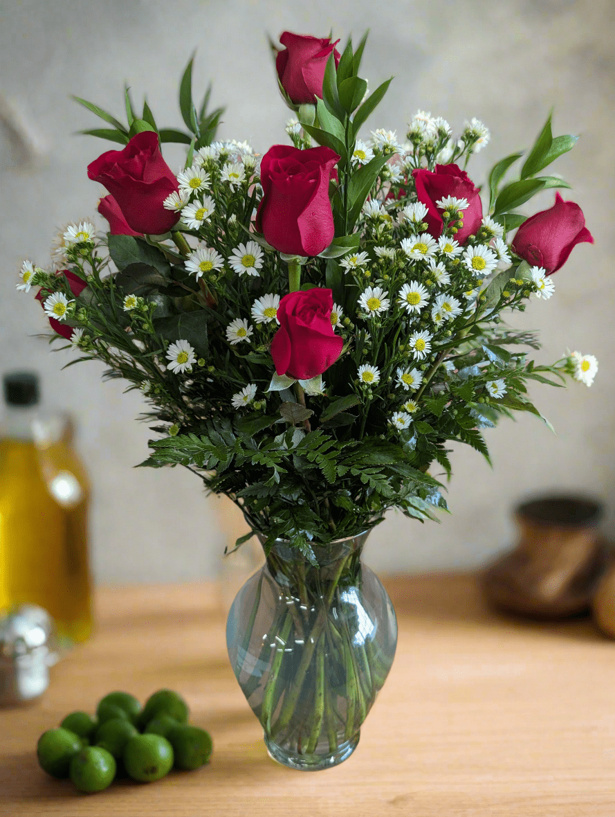 Country Road Red Roses - Heart & Home Flowers