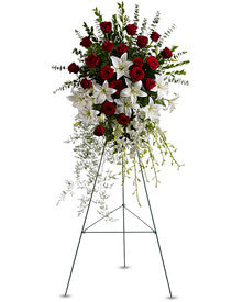 Red & White Tribute Spray by Heart & Home Flowers
