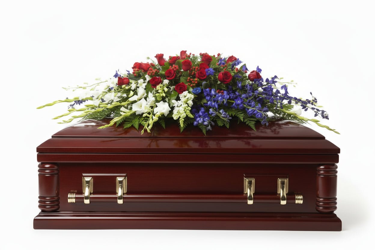 Reds Whites and Blues Casket Spray - Heart & Home Flowers