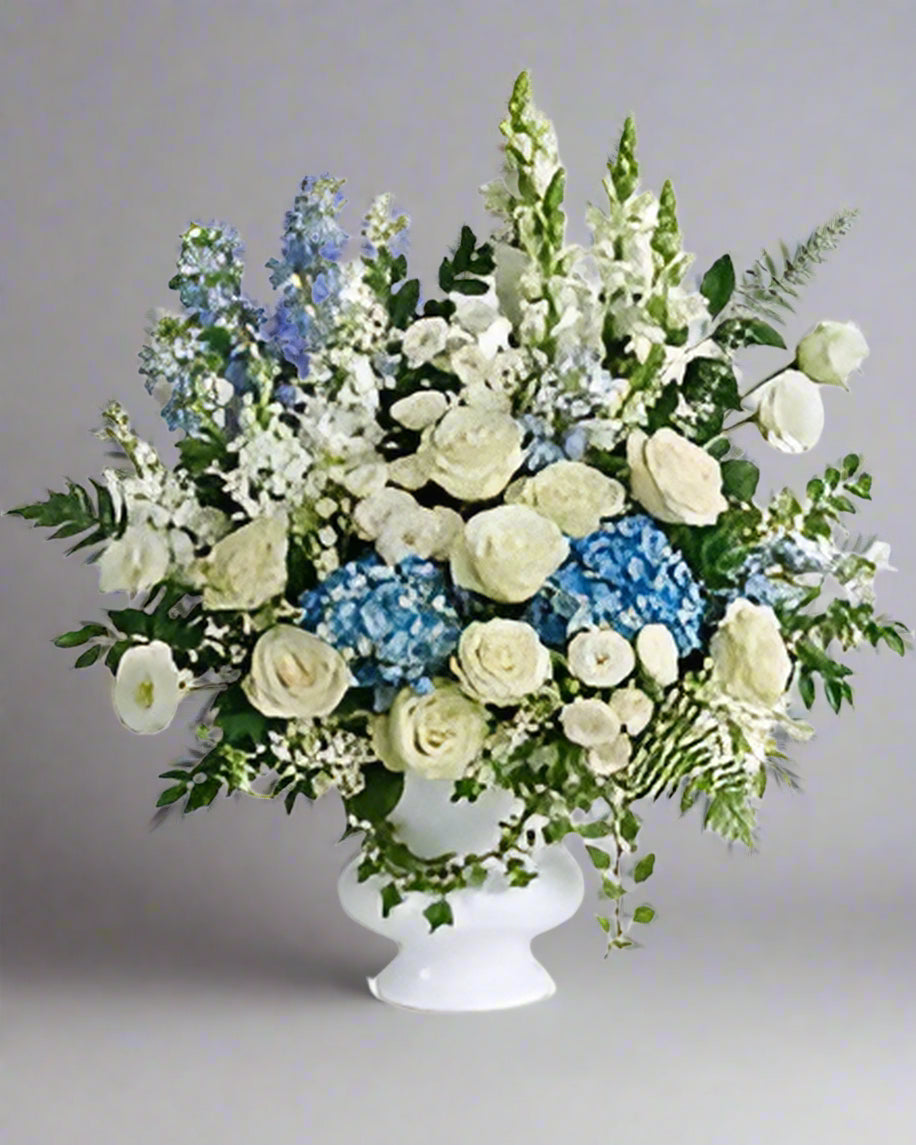 Treasure on White & Blue - Heart & Home Flowers
