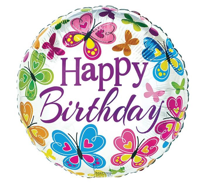 17" HAPPY BIRTHDAY BUTTERFLY BALLOON - Heart & Home Flowers