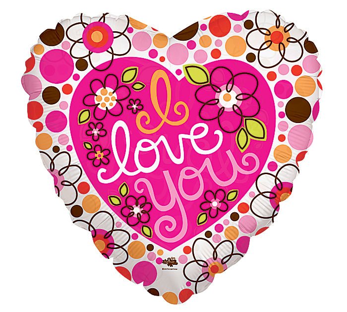 18" I LOVE YOU DOTS CLEARLY BALLOON - Heart & Home Flowers