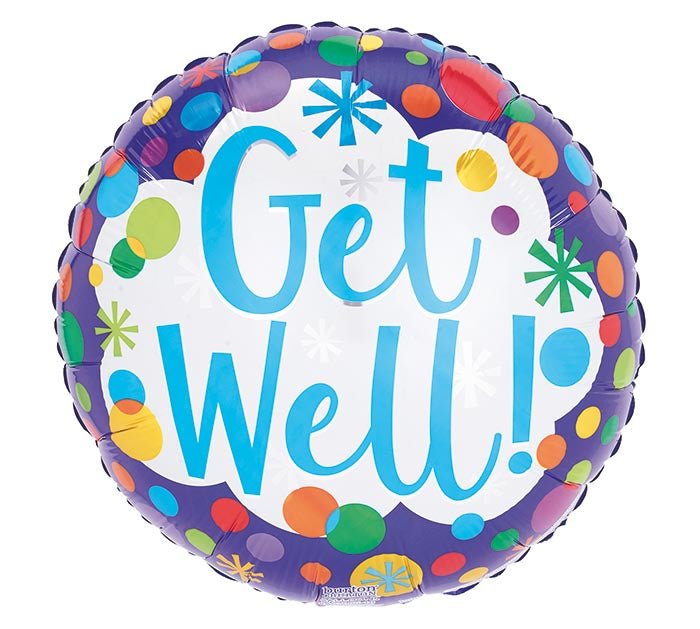 17"GET WELL DOTS ON BLUE - Heart & Home Flowers