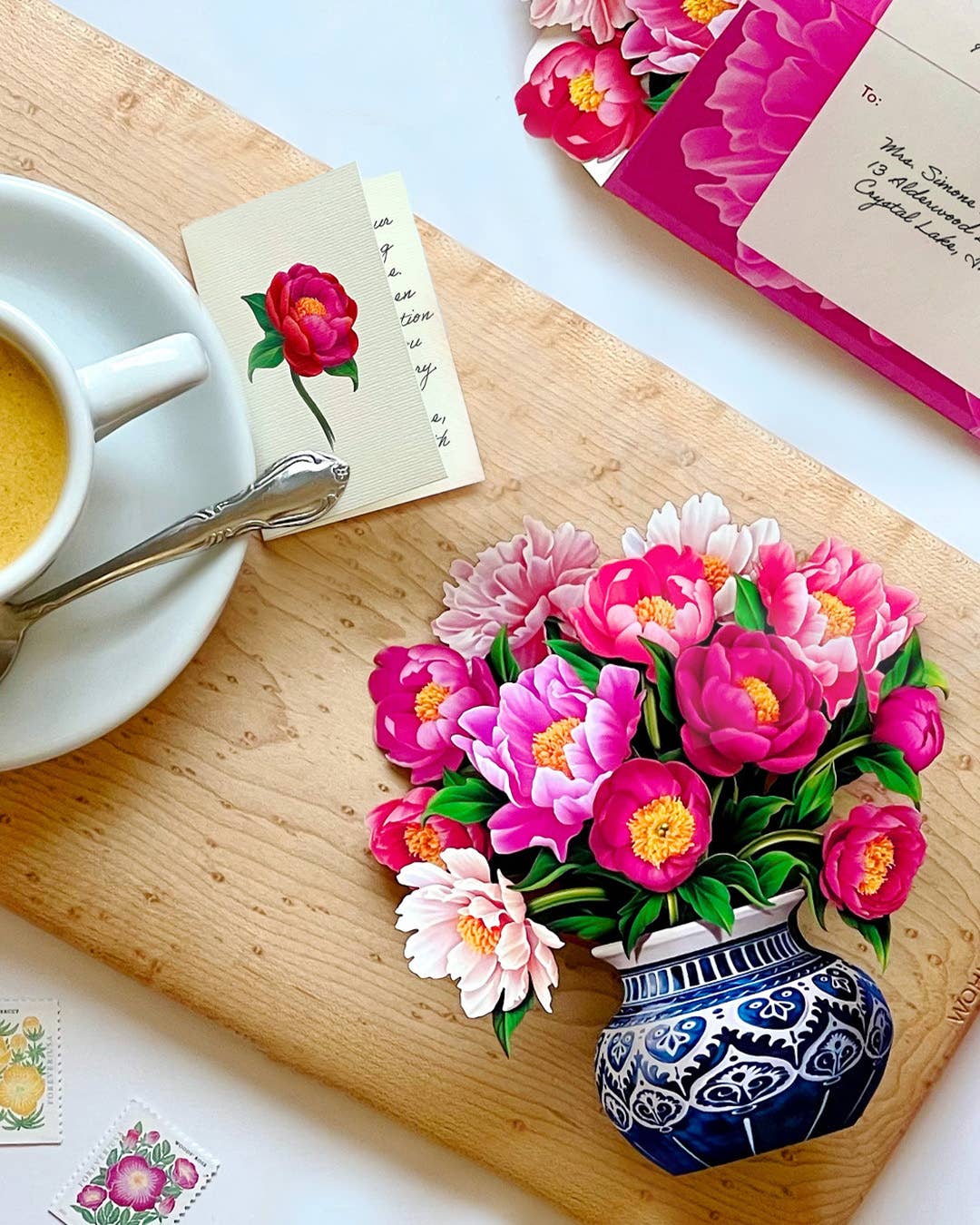Mini Peony Paradise Pop Up Card - Heart & Home Flowers