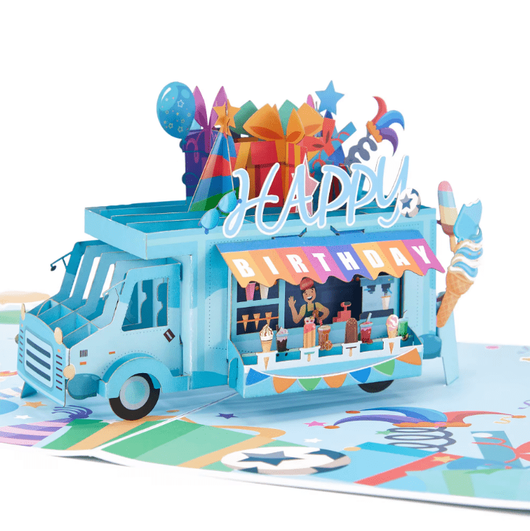 Happy Birthday Ice Cream Truck Pop - up Card - Heart & Home Flowers
