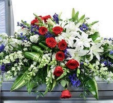 Casket Spray Red White & Blue - Heart & Home Flowers