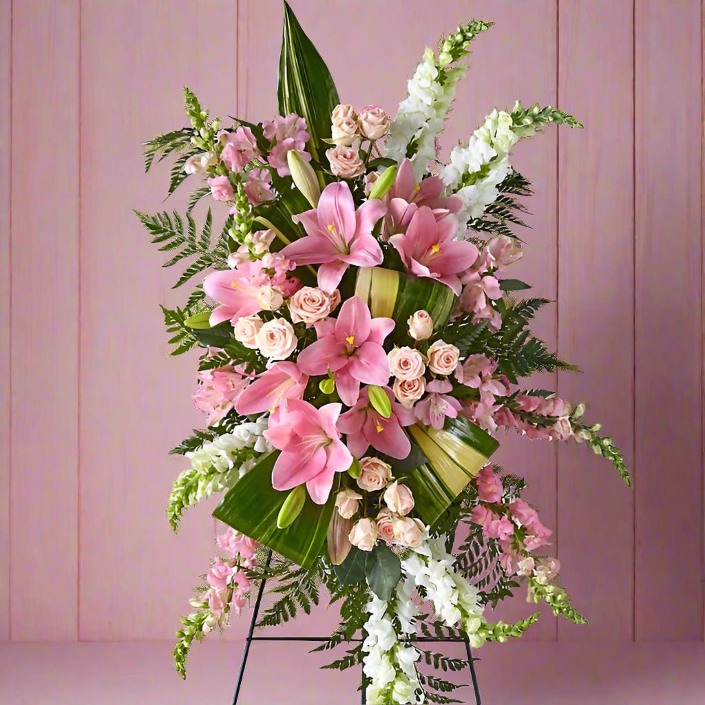 Purity in Pink Standing Spray - Heart & Home Flowers