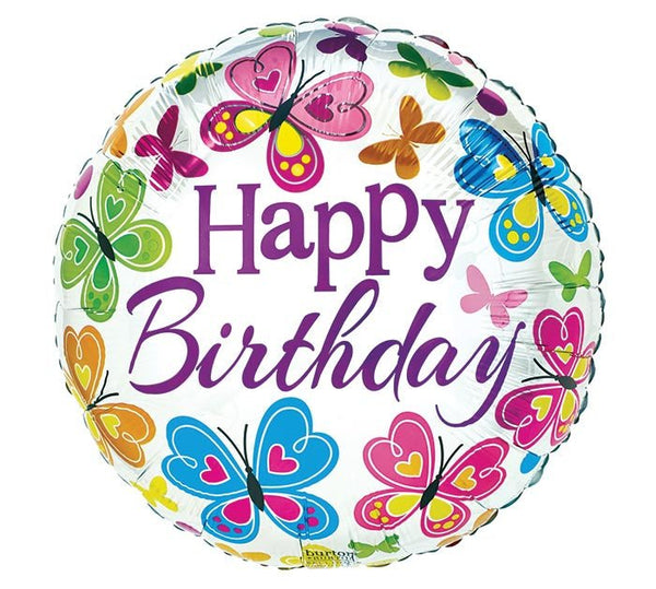 17" HAPPY BIRTHDAY BUTTERFLY BALLOON Heart & Home Flowers