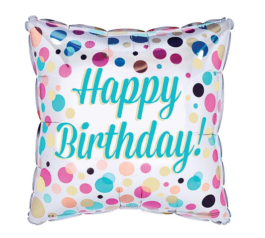 17" BIRTHDAY DOTS SQUARE BALLOON